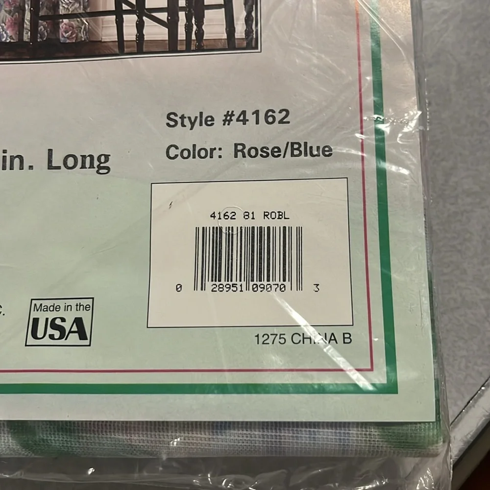 Floral Panel Curtain, Rose & Blue, 2 panels - vintage, NWT, sheers, 40x81, 80s